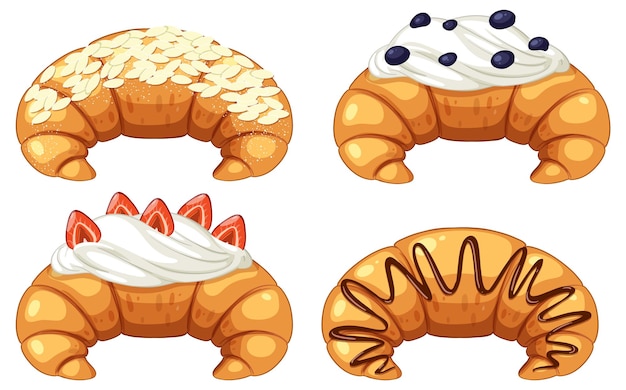 Set van croissantbeeldverhaal