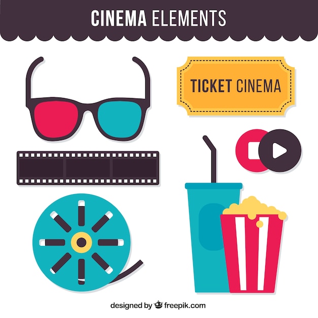 Gratis vector set van de film vlakke elementen