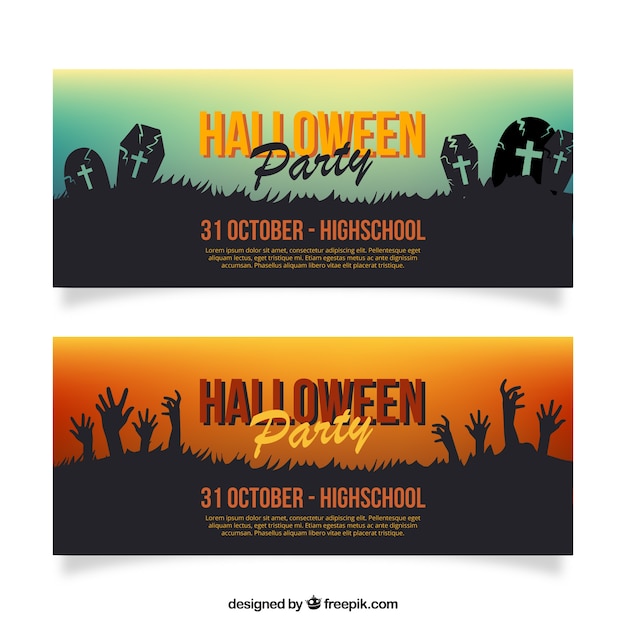 Set van de partij banners voor halloween