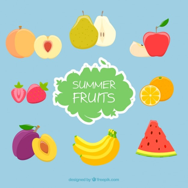 Gratis vector set van de zomer fruit in kleuren