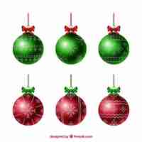 Gratis vector set van decoratieve kerstballen