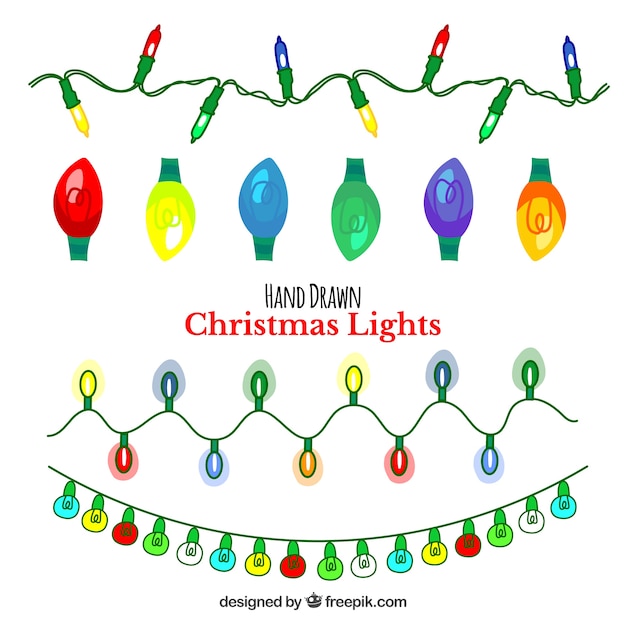 Gratis vector set van decoratieve kerstverlichting