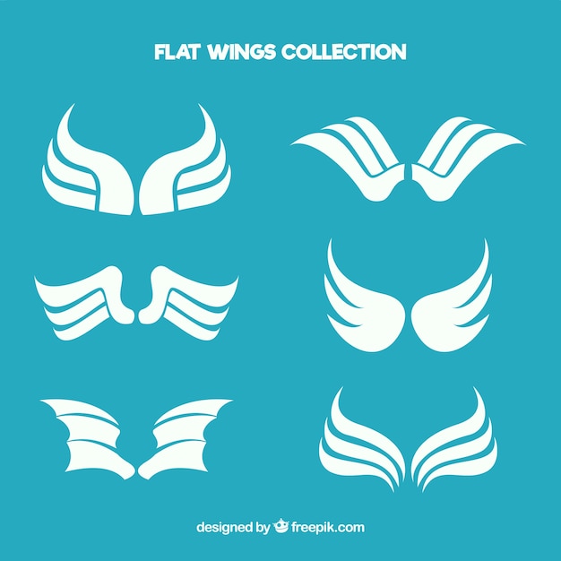 Gratis vector set van decoratieve vleugels in plat ontwerp