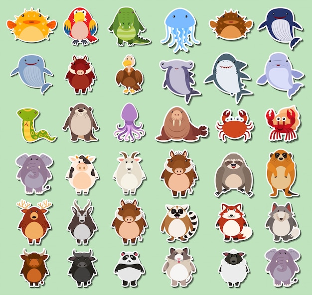 Gratis vector set van dieren sticker