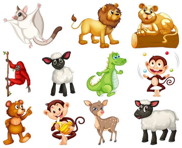 Set van dierlijke stripfiguren