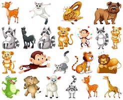 Gratis vector set van dierlijke stripfiguren