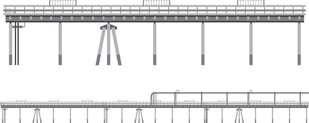 Set van dok en brug op witte achtergrond