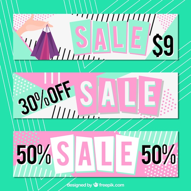 Set van drie abstracte discount banners