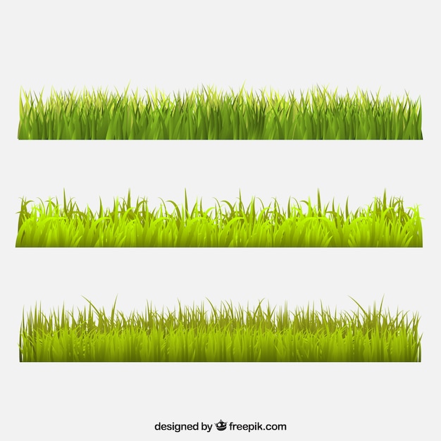 Gratis vector set van drie decoratieve gras grenzen