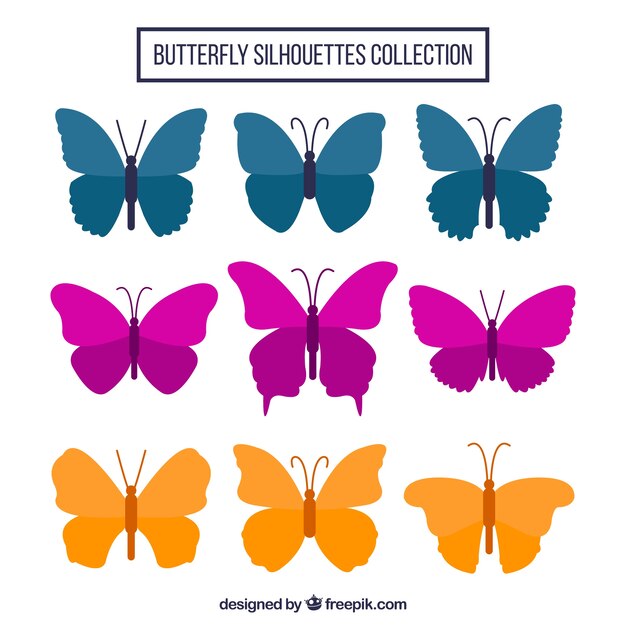 Set van drie gekleurde vlinders
