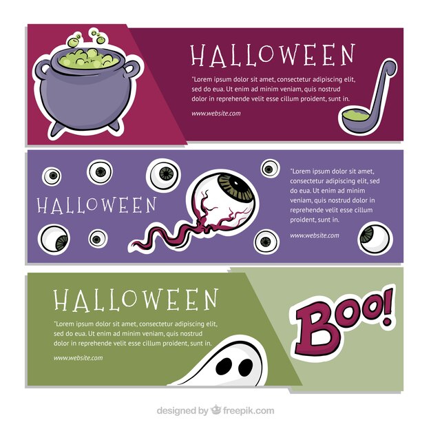 Set van drie halloween banners