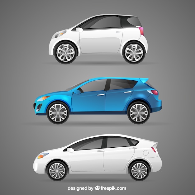 Gratis vector set van drie moderne auto's