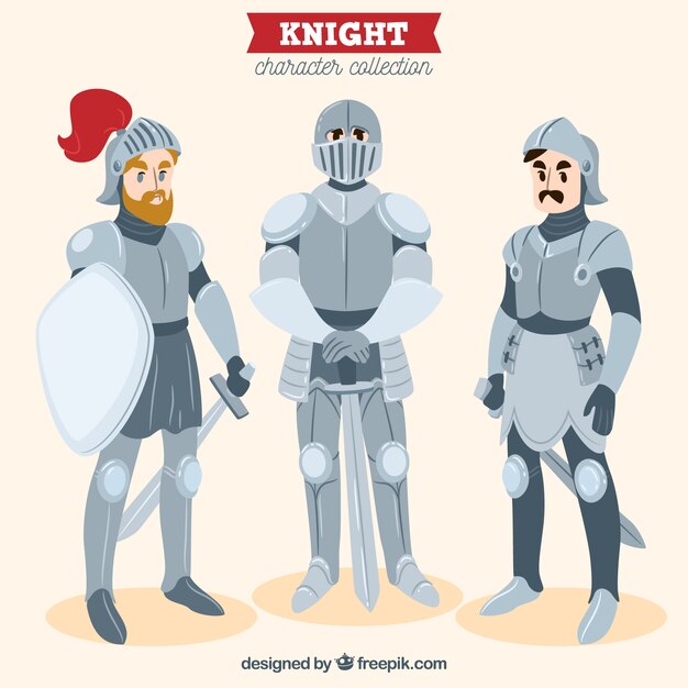 Set van drie ridderspantsers