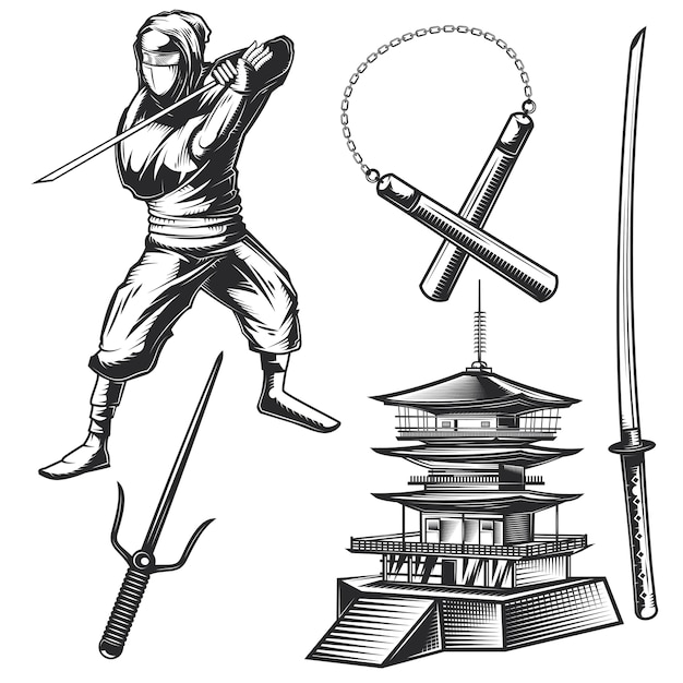 Set van een ninja-elementen