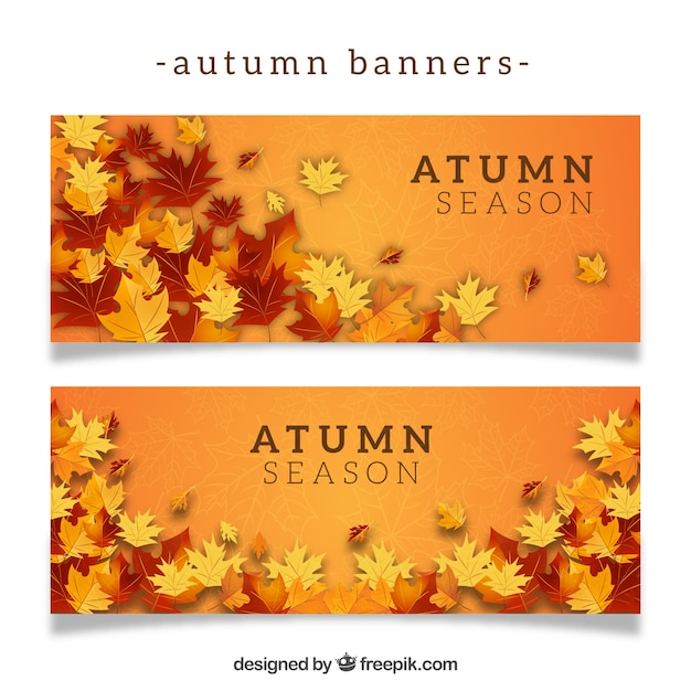 Set van elegante banners met herfstbladeren