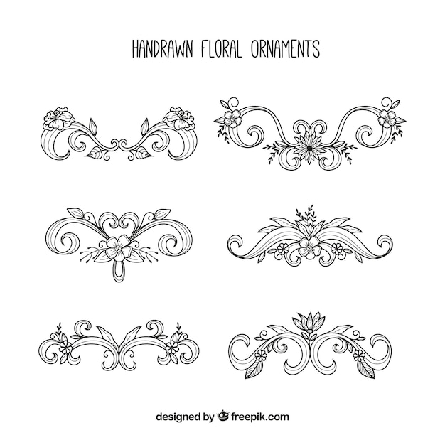 Gratis vector set van elegante bloemen ornamenten