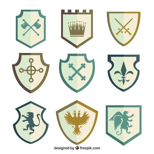 Set van elegante ridderemblemen