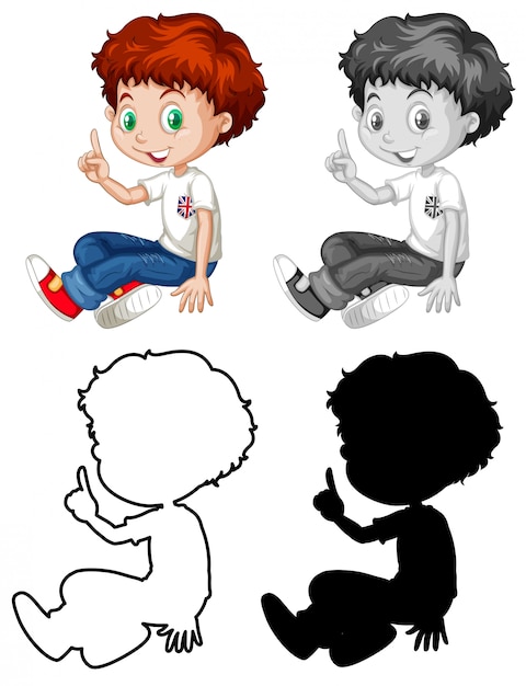 Gratis vector set van engelse jongen karakter