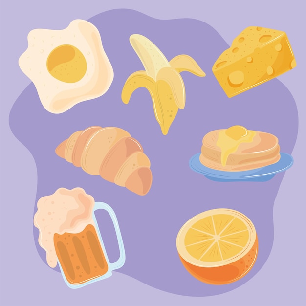 Gratis vector set van eten en bier