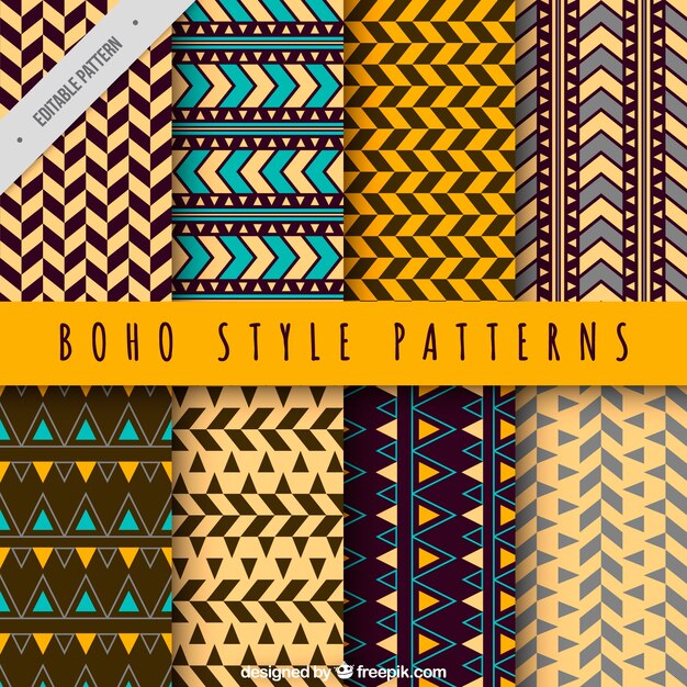 Set van etnische geometrische patronen