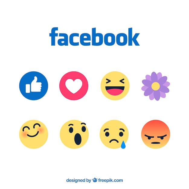 Set van facebook emoticons in vlakke stijl