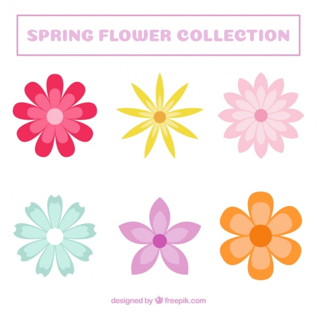 Gratis vector set van gekleurde decoratieve bloemen