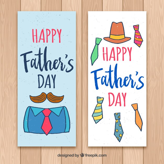Set van gelukkige vaders dag banners met banden