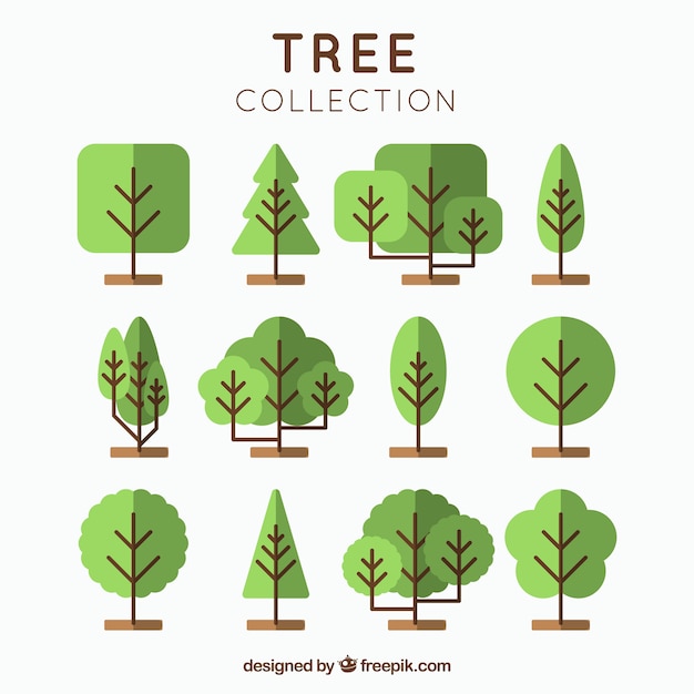 Gratis vector set van geometrische bomen in plat design