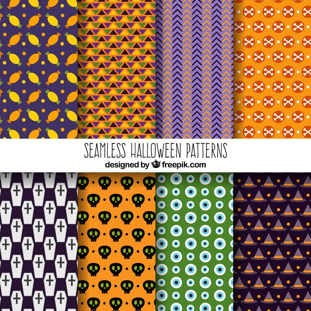 Set van geometrische Halloween patronen