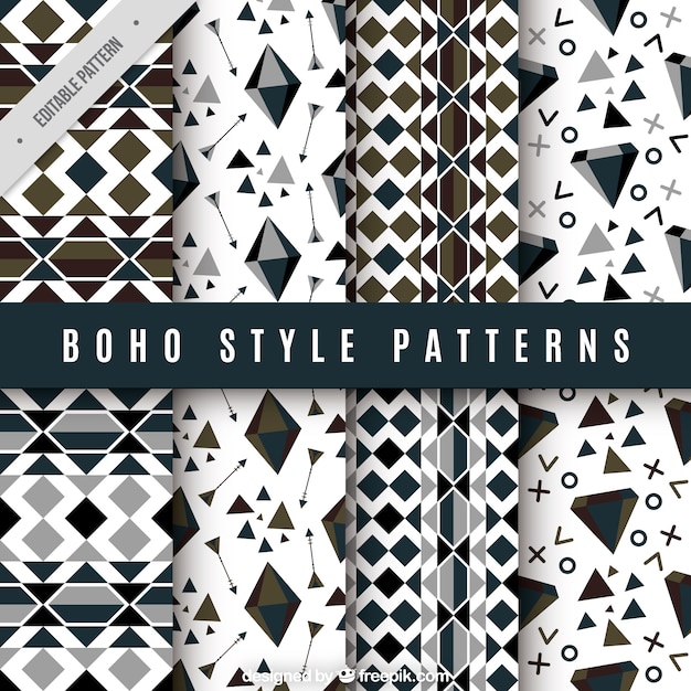 Set van geometrische patronen in boho stijl