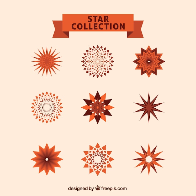 Gratis vector set van geometrische sterren in bruine tinten