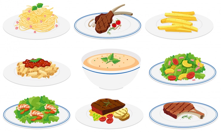 Gratis Vector set van gezonde gerechten