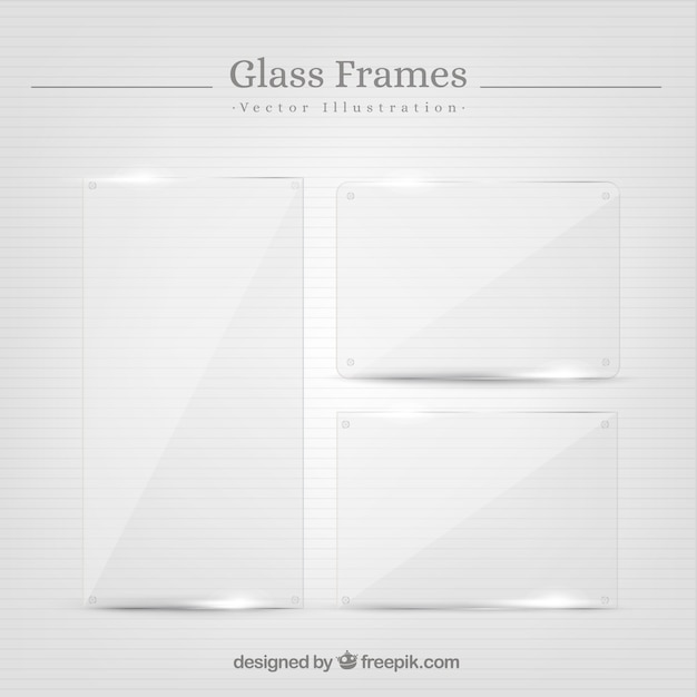Set van glasframes in realistische stijl