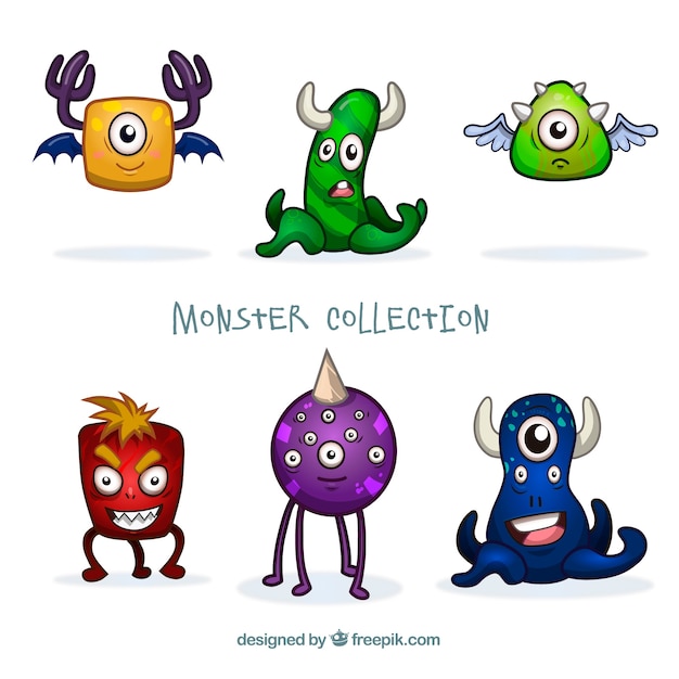 Set van grappige monsters in de hand getrokken stijl