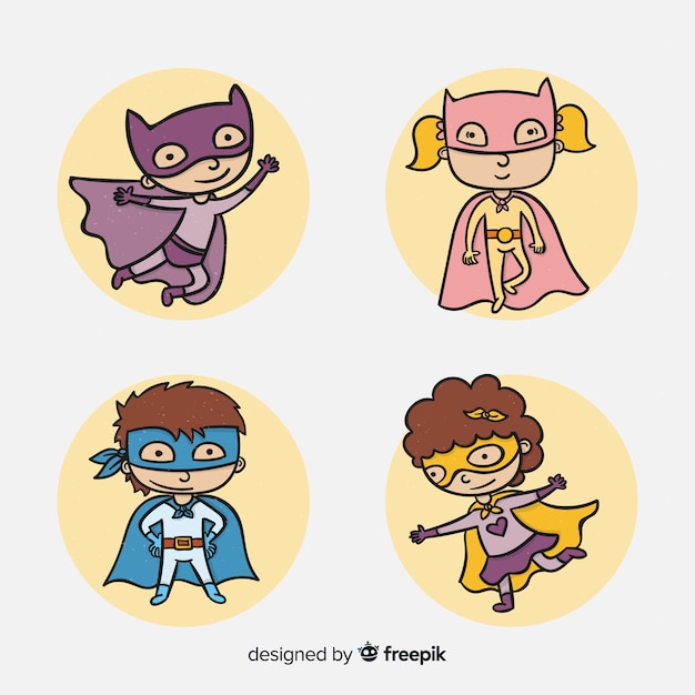 Set van grappige superhelden
