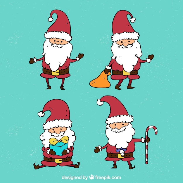 Gratis vector set van grappige tekeningen van kerstman