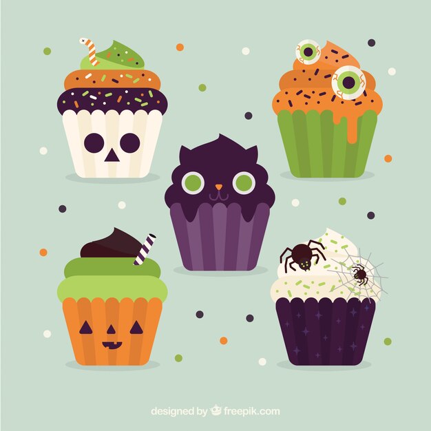 Set van grote halloween cupcakes