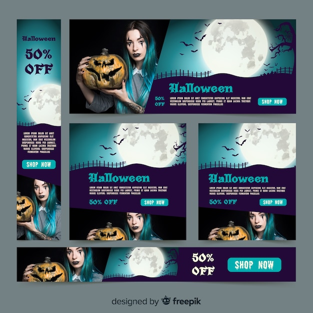 Set van halloween banners