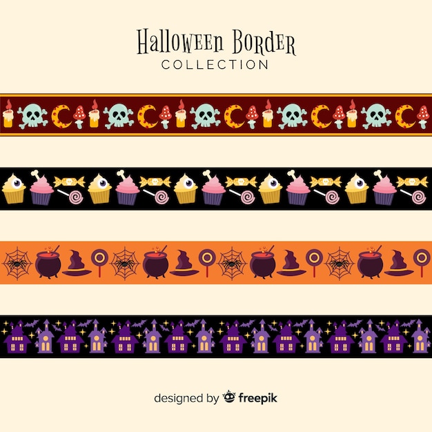 Gratis vector set van halloween grenzen