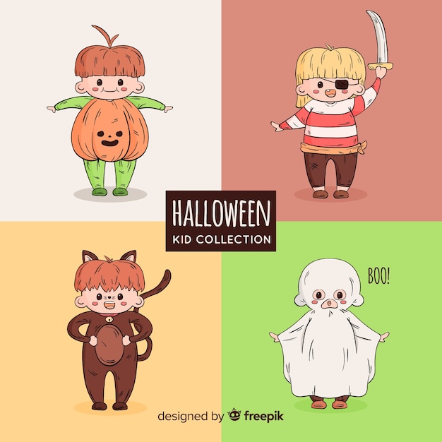 Gratis vector set van halloween kinderen