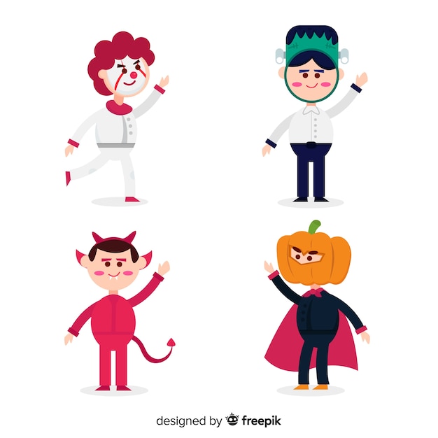 Gratis vector set van halloween kinderen