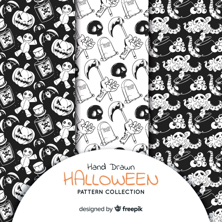 Gratis Vector set van halloween patronen
