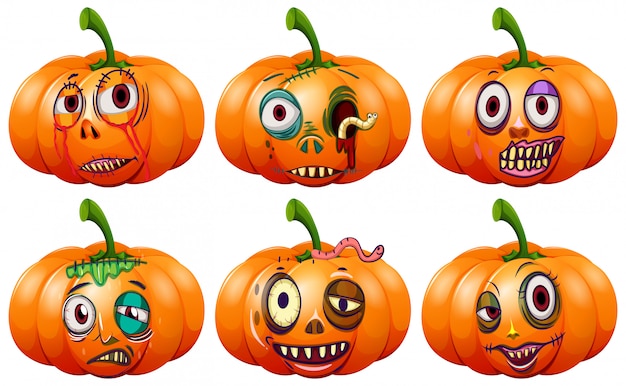 Gratis vector set van halloween pompoen