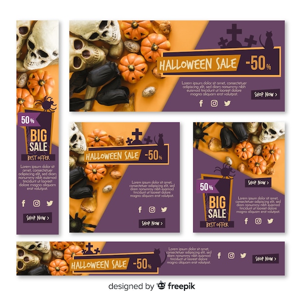 Set van halloween verkoop banners