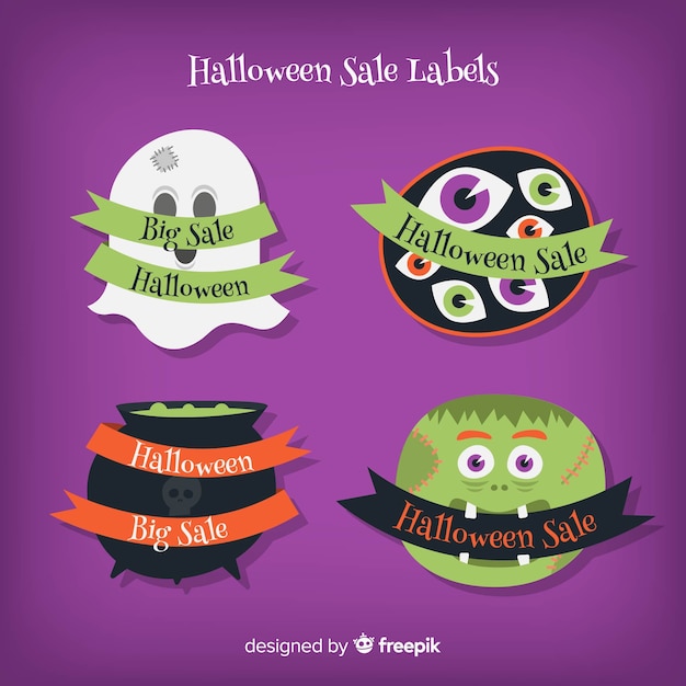 Gratis vector set van halloween verkooplabels