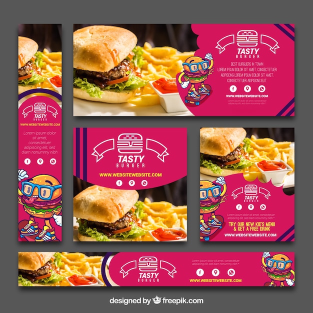 Set van hamburger banners