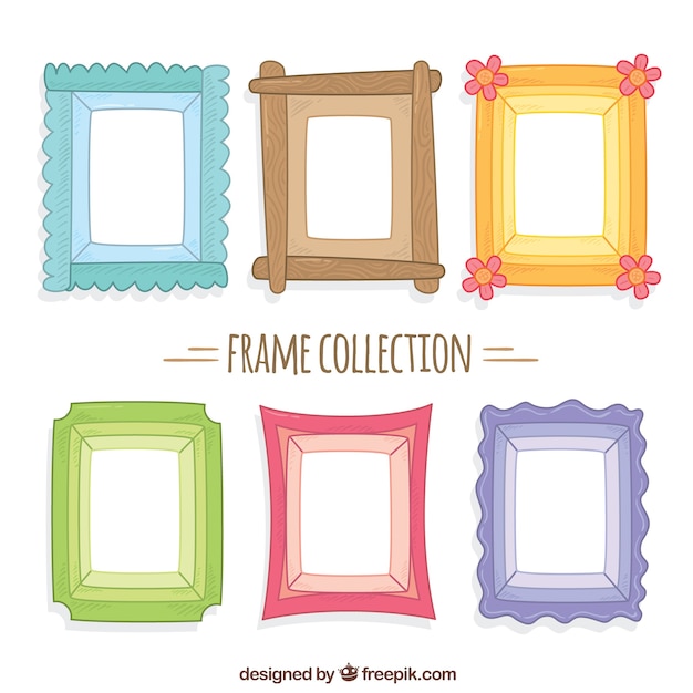 Gratis vector set van hand getekende fotolijsten