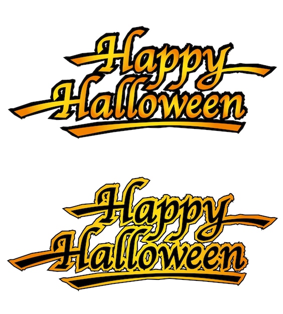 Set van happy halloween-logo's geïsoleerd op een witte achtergrond, vectorillustratie.