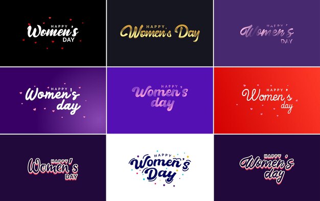 Set van Happy International Woman's Day-tekens, emblemen en vectorontwerpelementen, inclusief borden, labels en badges-collectie geschikt voor gebruik in een verscheidenheid aan ontwerpen