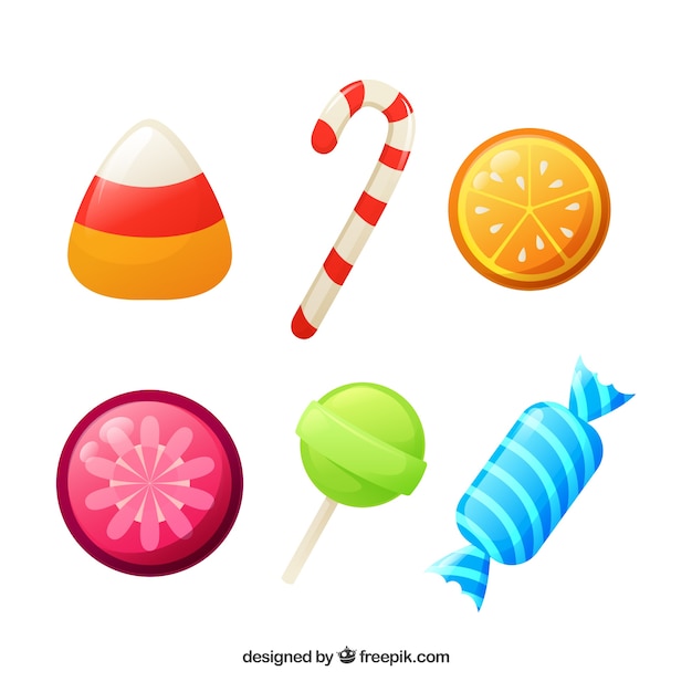 Gratis vector set van heerlijke snoepjes in vlakke stijl